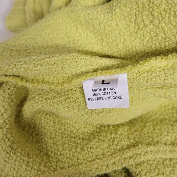 Cotton Cardigan Yellow Jacket Chartreuse Lime Green Sweater - Size L - NEW - Picture 7 of 16
